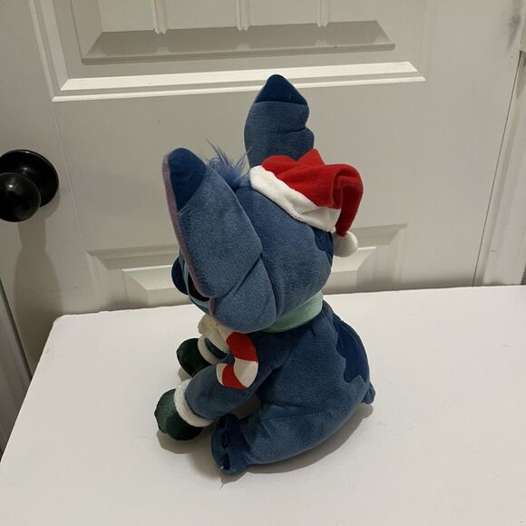 Disney Store 13” Stitch Holiday Plush Mittens Candy Cane Santa Hat Stuffed Toy - Picture 4 of 8